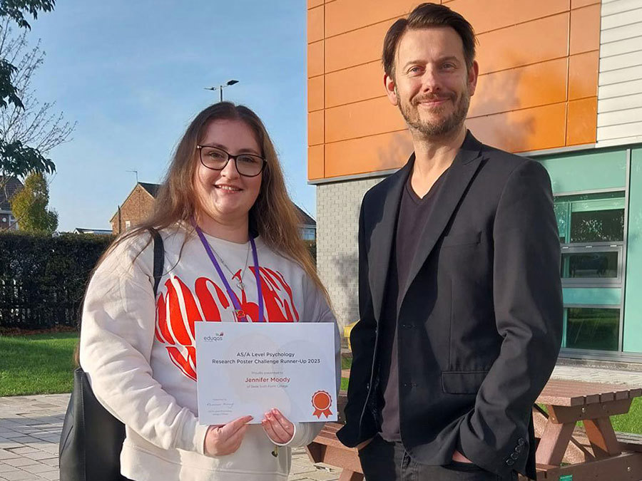 Jennifer Moody with Bede College Principal Patrick Jordan